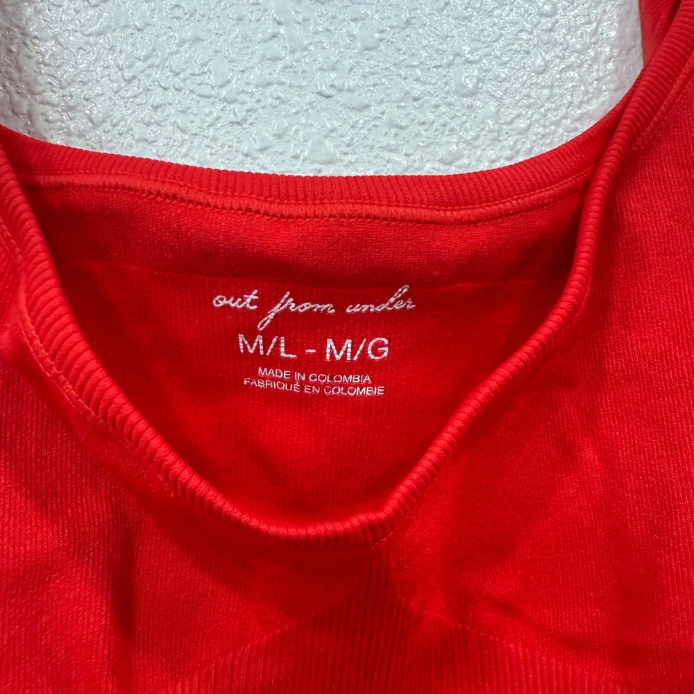 Urban Outfitters Out From Under Red Ribbed Cropped Tank Top M Seamless Fit - Picture 3 of 6